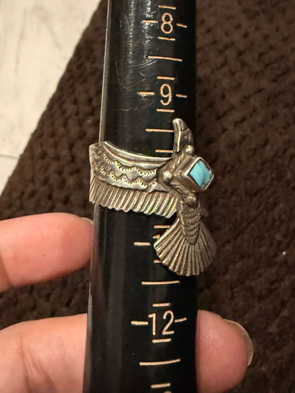 Jeremy Delgarito Turquoise Bird Sterling Silver Native American Navajo Open Ring - Picture 4 of 5